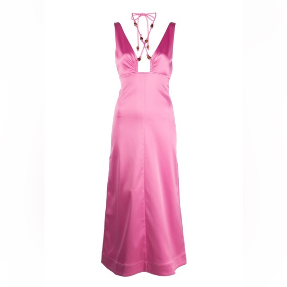Ganni Dresses & Skirts - GANNI pink double satin halter neck midi dress